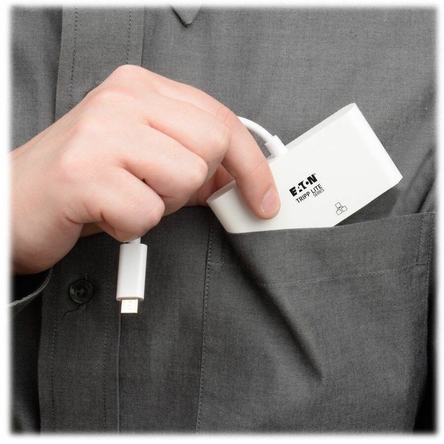 Eaton Tripp Lite Series USB-C to DVI Adapter with USB 3.x (5Gbps) Hub Port and PD Charging, White