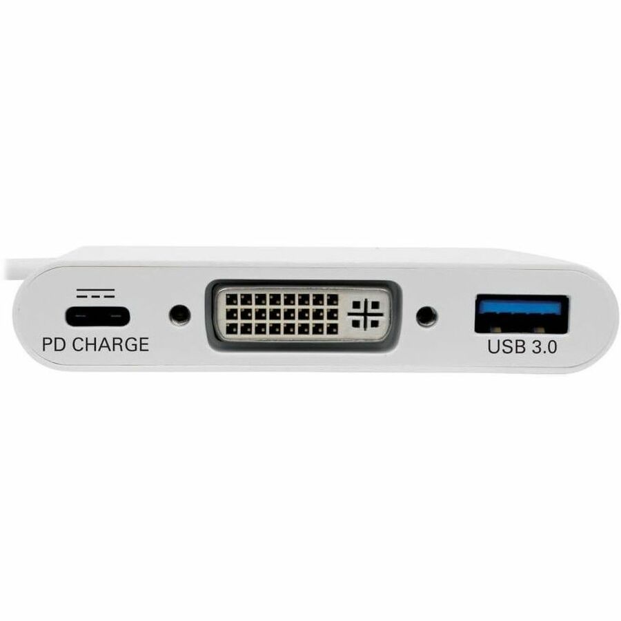 Eaton Tripp Lite Series USB-C to DVI Adapter with USB 3.x (5Gbps) Hub Port and PD Charging, White