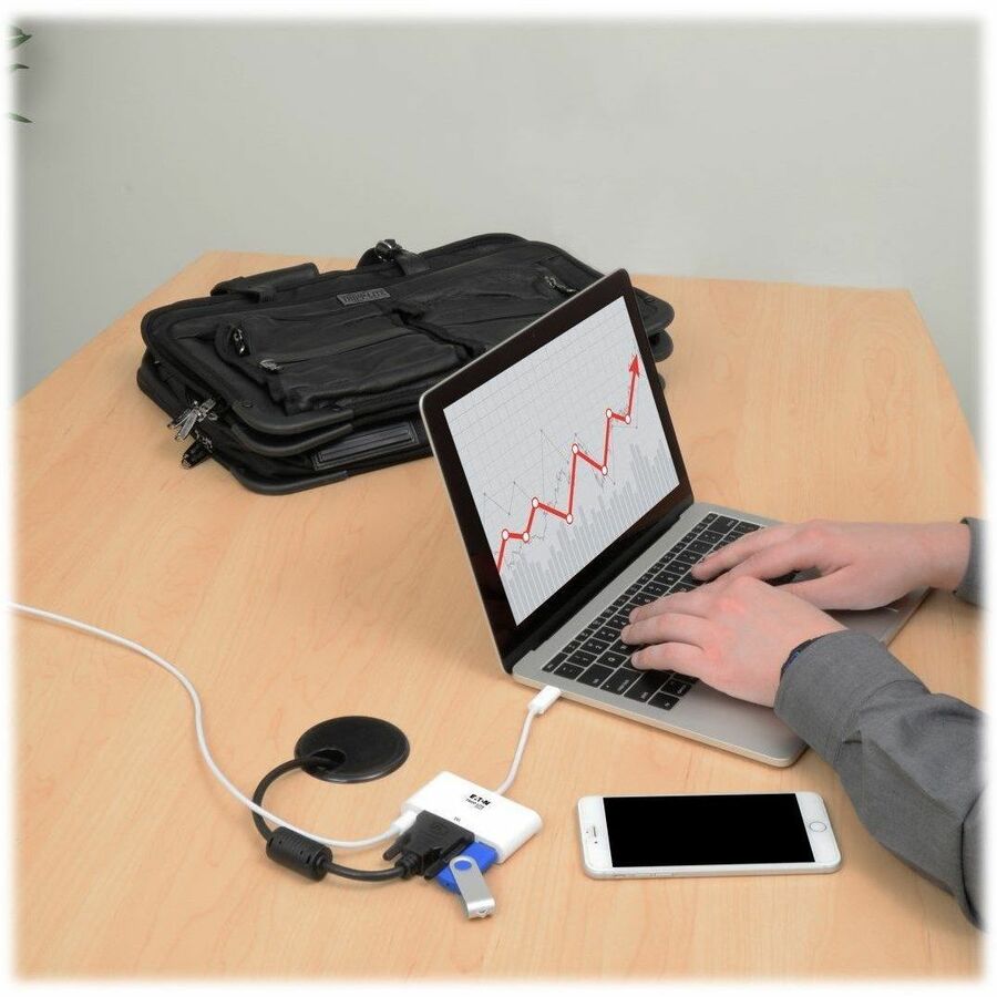 Eaton Tripp Lite Series USB-C to DVI Adapter with USB 3.x (5Gbps) Hub Port and PD Charging, White