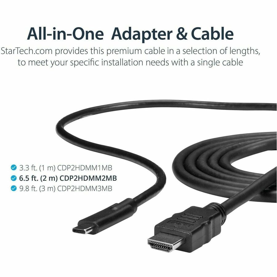 StarTech.com USB C to HDMI Cable - 6 ft / 2m - USB-C to HDMI 4K 60Hz - USB Type C to HDMI - Computer Monitor Cable