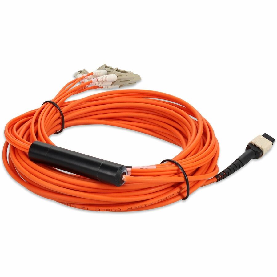 AddOn 5m MPO (Female) to 8xLC (Male) 8-Strand Orange OM1 Fiber Fanout Cable