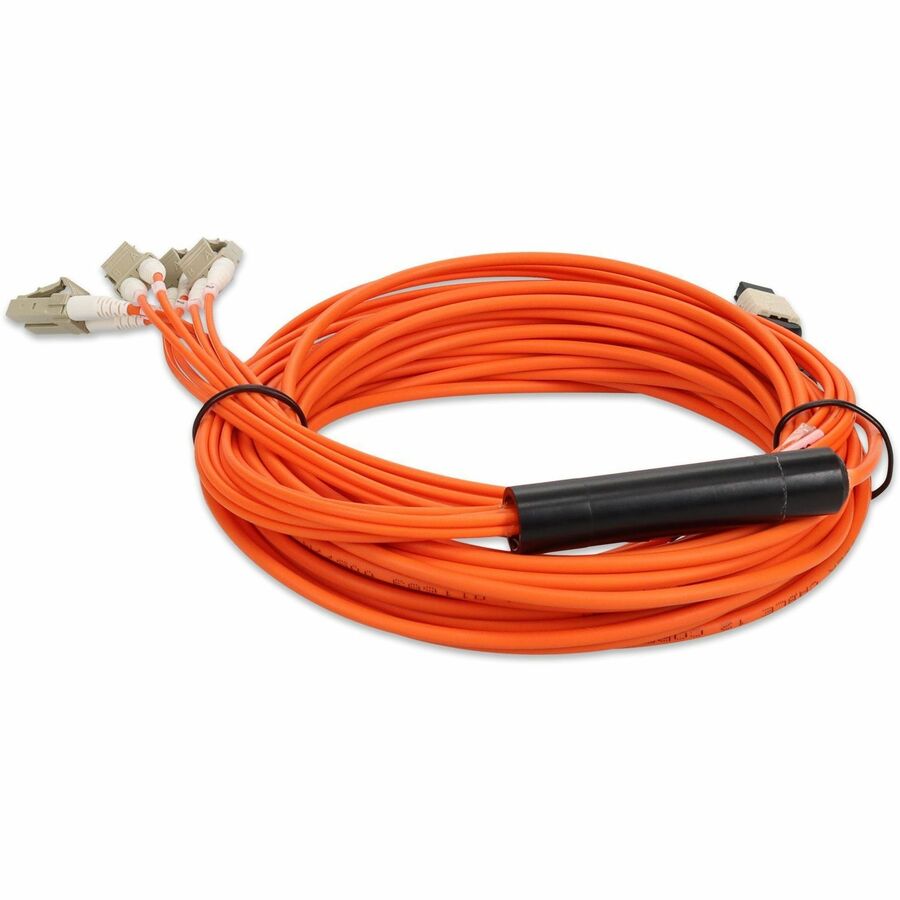 AddOn 5m MPO (Female) to 8xLC (Male) 8-Strand Orange OM1 Fiber Fanout Cable