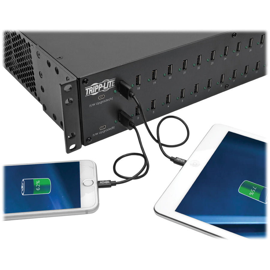Eaton Tripp Lite Series 32-Port USB Charging Station with Syncing, 5V 80A (400W) USB Charger Output, 2U Rack-Mount