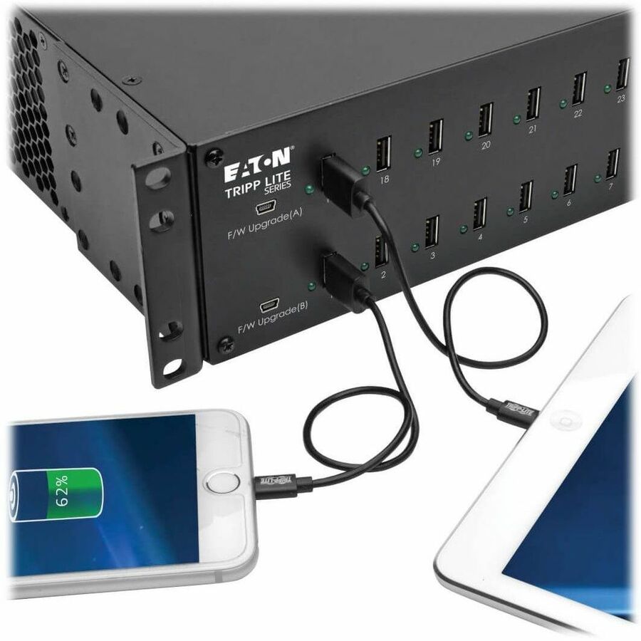 Eaton Tripp Lite Series 32-Port USB Charging Station with Syncing, 230V, 5V 80A (400W) USB Charger Output, 2U Rack-Mount