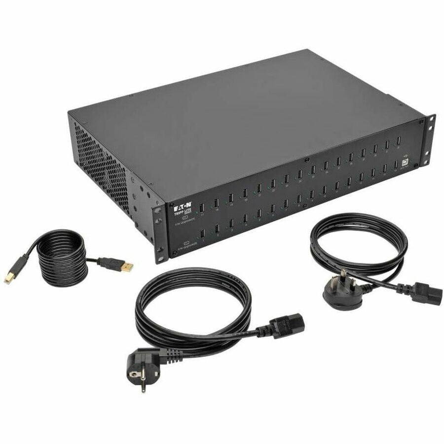 Eaton Tripp Lite Series 32-Port USB Charging Station with Syncing, 230V, 5V 80A (400W) USB Charger Output, 2U Rack-Mount