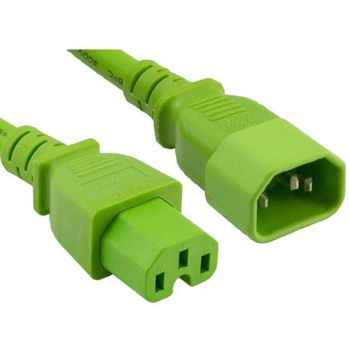NSI ENET C14 to C15 10ft Green Power Extension Cord 14 AWG 15A NEMA IEC-320 C14 to NEMA IEC-320 C15 Green 10'