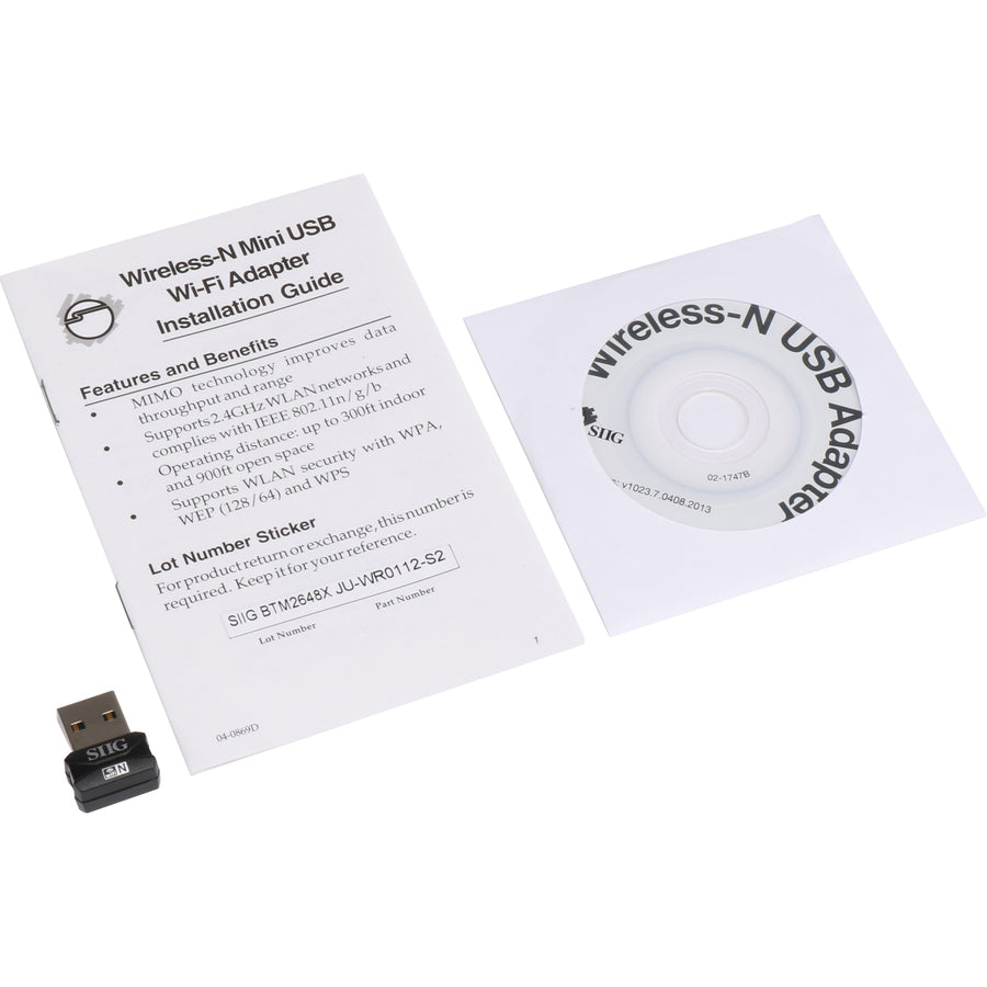 SIIG IEEE 802.11n Wi-Fi Adapter for Desktop Computer, Notebook