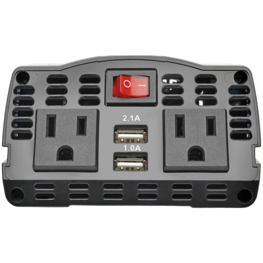 Eaton 375W Car Power Inverter 2 Outlets 2-Port USB Charging AC to DC, PV375USB, Red, 3 ft