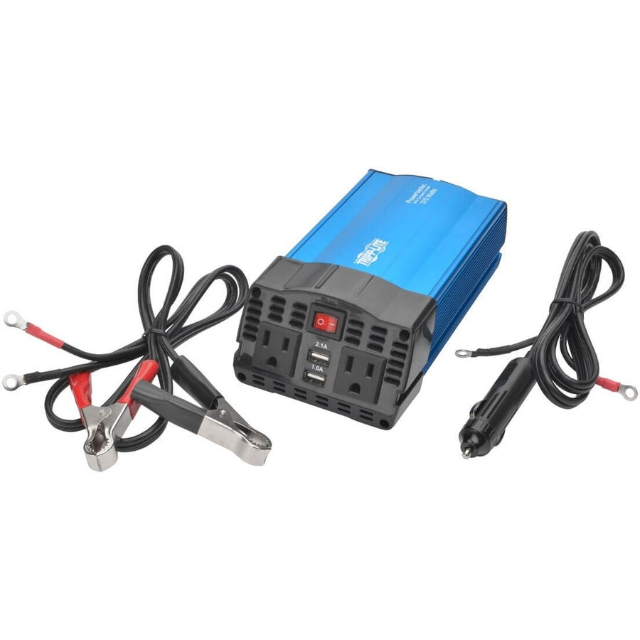 Eaton 375W Car Power Inverter 2 Outlets 2-Port USB Charging AC to DC, PV375USB, Red, 3 ft