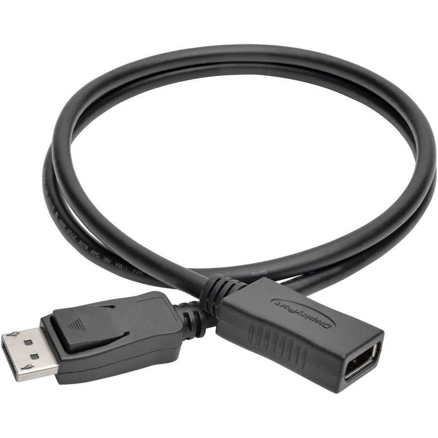 Eaton Tripp Lite Series DisplayPort Extension Cable with Latch, 4K @ 60 Hz, HDCP 2.2 (M/F), 3 ft. (0.91 m)