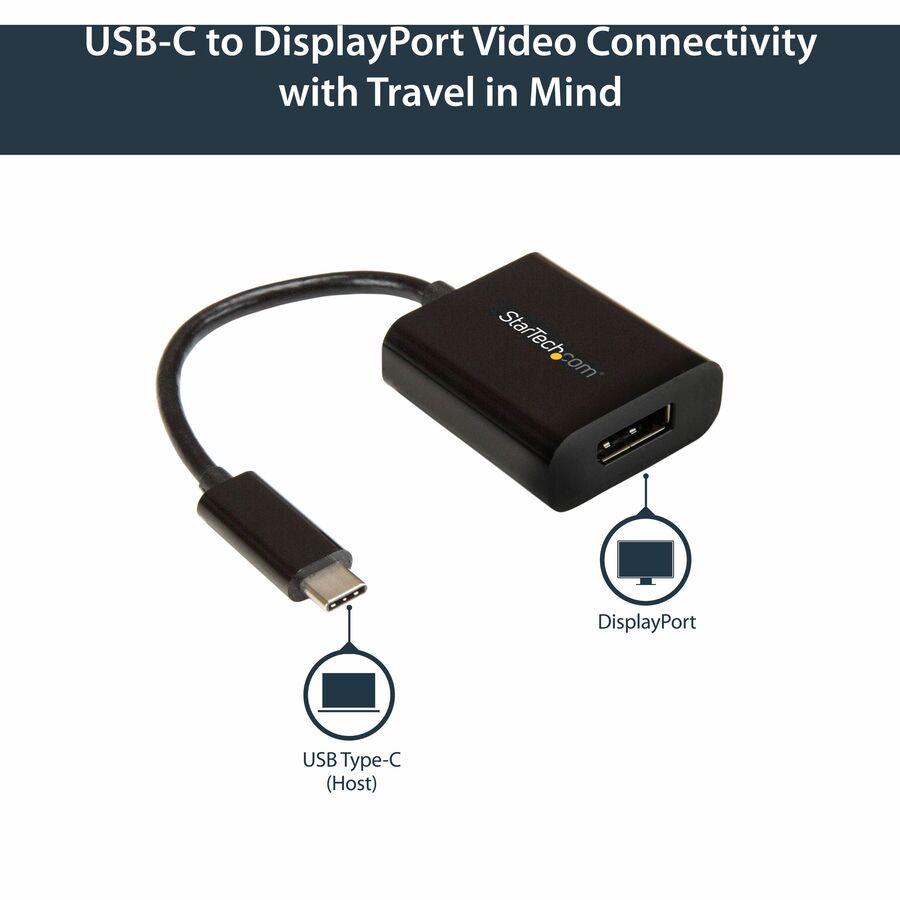 StarTech.com USB C to DisplayPort Adapter 4K 60Hz - USB Type-C to DP 1.4 Monitor Video Converter (DP Alt Mode) - Thunderbolt 3 Compatible