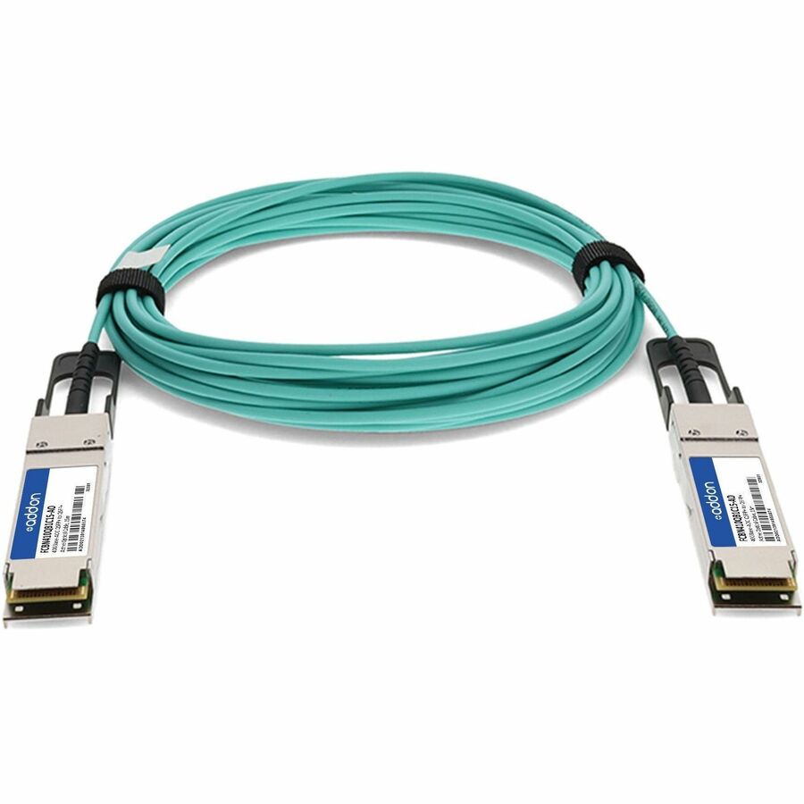 AddOn Finisar FCBN410QB1C15 Compatible TAA Compliant 40GBase-AOC QSFP+ to QSFP+ Direct Attach Cable (850nm, MMF, 15m)