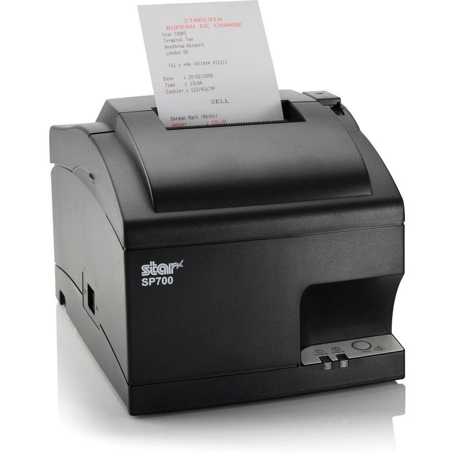 Star Micronics SP700 Impact Printer - Ethernet/CloudPRNT/USB/Two Peripheral USB, Cutter, Internal Power Supply, Gray