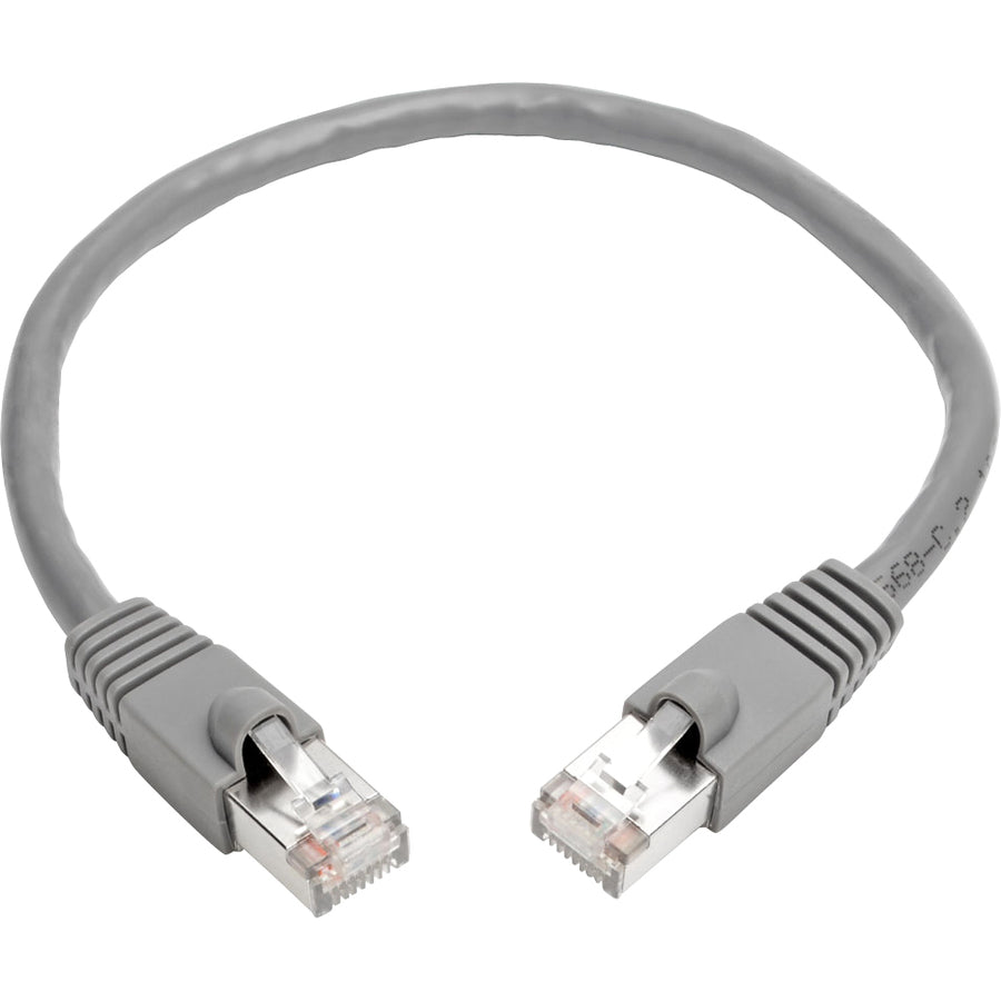 Eaton Tripp Lite Series Cat6a 10G Snagless Shielded STP Ethernet Cable (RJ45 M/M), PoE, Gray, 1 ft. (0.31 m)