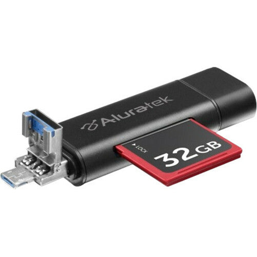 Aluratek USB 3.1 / Type-C / Micro USB OTG (On-The-Go) SD and Micro SD Card Reader