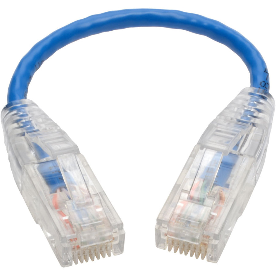 Eaton Tripp Lite Series Cat6 Gigabit Snagless Slim UTP Ethernet Cable (RJ45 M/M), PoE, Blue, 6-in. (15.24 cm)