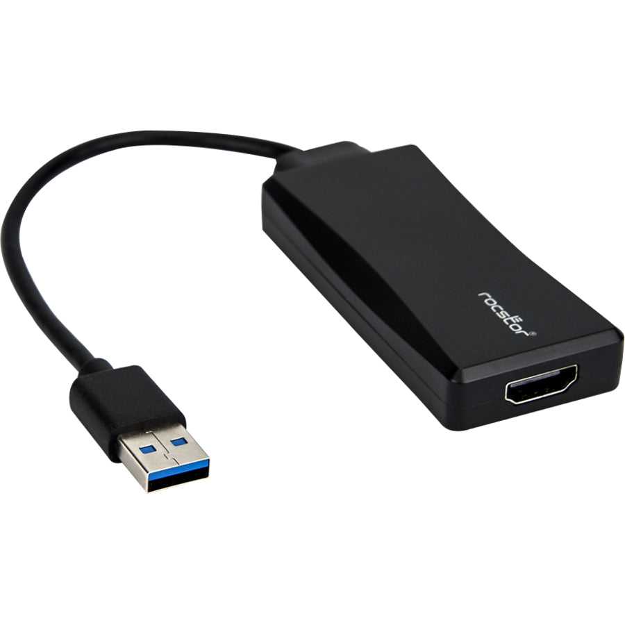 Rocstor Premium USB to HDMI Adapter - USB 3.0 to HDMI External USB Video Graphics Adapter - Resolutions up to 1920x1200 1080p- 1x USB 3.0 Type A Male, 1 x HDMI Female - 6" - Black - Compatible with PC or Mac USB GRAPHICS CARD ADAPTER