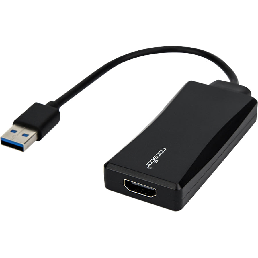 Rocstor Premium USB to HDMI Adapter - USB 3.0 to HDMI External USB Video Graphics Adapter - Resolutions up to 1920x1200 1080p- 1x USB 3.0 Type A Male, 1 x HDMI Female - 6" - Black - Compatible with PC or Mac USB GRAPHICS CARD ADAPTER