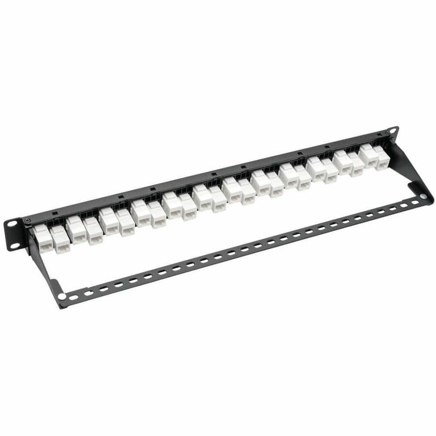 Eaton Tripp Lite Series 24-Port 1U Rack-Mount Cat6a Offset Feed-Through Patch Panel with Cable Management Bar, RJ45 Ethernet, TAA