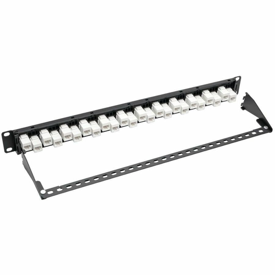 Eaton Tripp Lite Series 24-Port 1U Rack-Mount Cat6a Offset Feed-Through Patch Panel with Cable Management Bar, RJ45 Ethernet, TAA