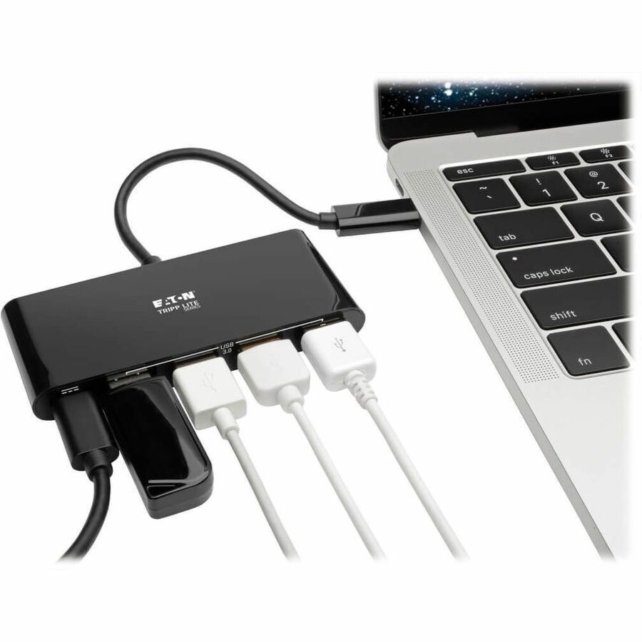 Eaton Tripp Lite Series 4-Port USB-C Hub, USB 3.x (5Gbps), 4x USB-A Ports, 60W PD Charging, Black