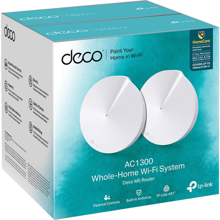 TP-Link Deco M5(2-pack) - AC1300 Whole Home Mesh Wi-Fi System, 2-Pack
