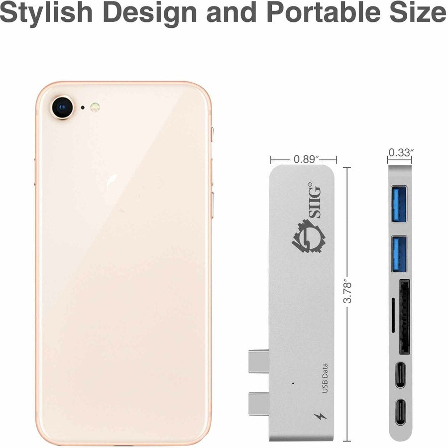 SIIG Thunderbolt 3 USB-C Hub with Card Reader & PD Adapter - Silver