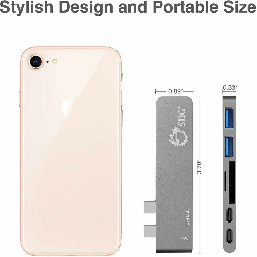 SIIG Thunderbolt 3 USB-C Hub with Card Reader & PD Adapter - Space Gray