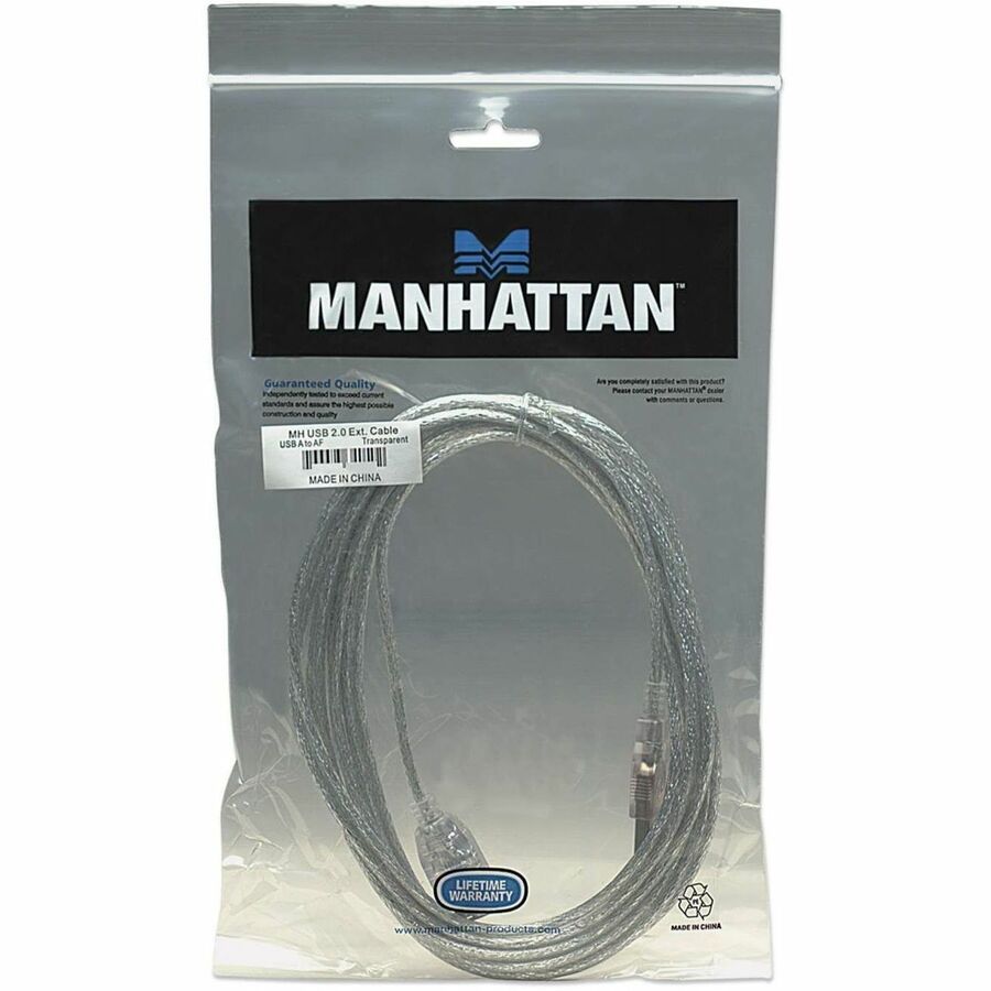 Manhattan 340496 USB Extension Cable, 1 x USB 2.0 Type A - Female, 9.84 ft, Silver