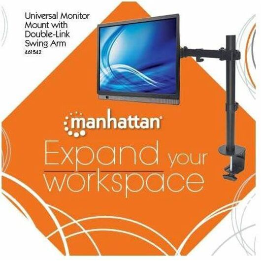 IC Manhattan 461542 Desk Mount for Monitor, LCD Monitor, Display, TV, Display Screen, LCD Display - Black