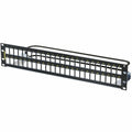 Ortronics 48PSHLDPNLFLAT UNLOADED 2RU, Shielded 48 port unloaded panel flat - use with KSFTP keystone jacks - 2RU - 3.5 Cable Management Grounding Lug, Black, PHDTKSU48