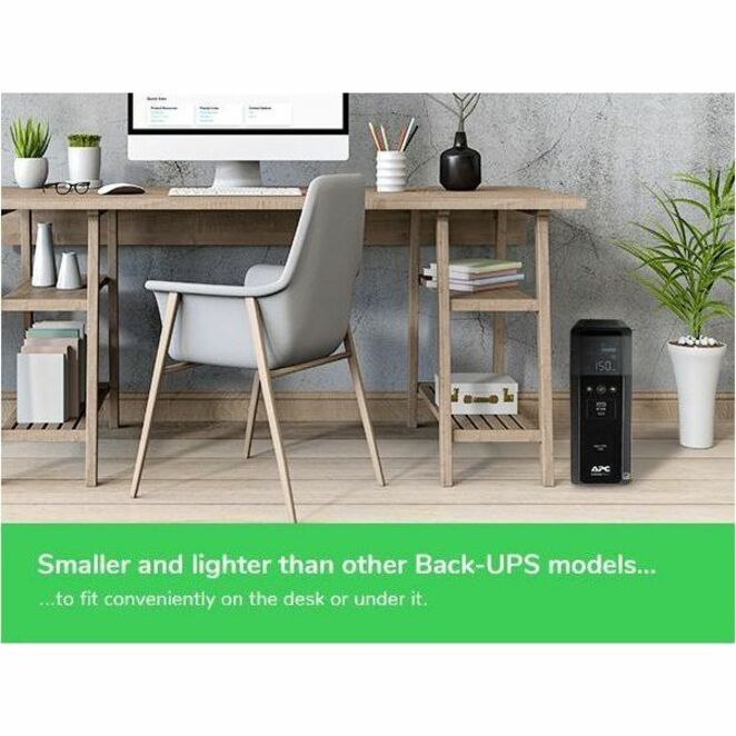 APC Back-UPS Pro, 1500VA, Tower, 120V, 10 NEMA 5-15R outlets, LCD, 1 USB Type C + 1 USB Type A ports