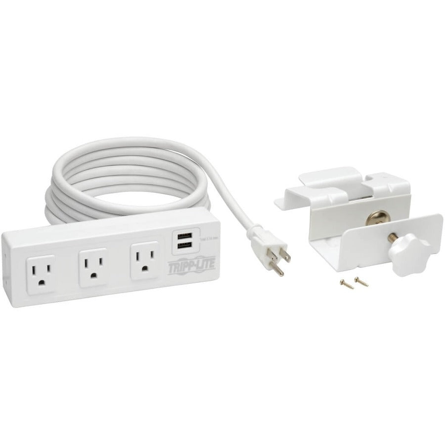Eaton 3-Outlet Surge Protector Power Strip w/2-Port USB Charging White, 10 ft, TLP310USBCW