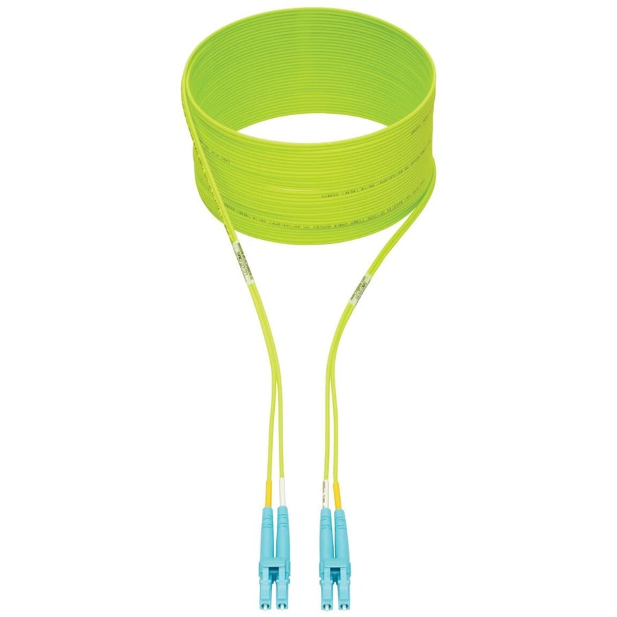 Eaton Tripp Lite Series 100G Duplex Multimode 50/125 OM5 LSZH Fiber Optic Cable (LC/LC), Lime Green, 5 m