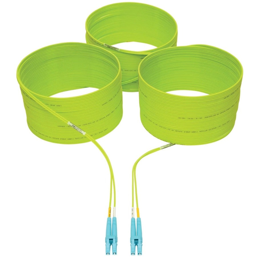 Eaton Tripp Lite Series 100G Duplex Multimode 50/125 OM5 LSZH Fiber Optic Cable (LC/LC), Lime Green, 25 m