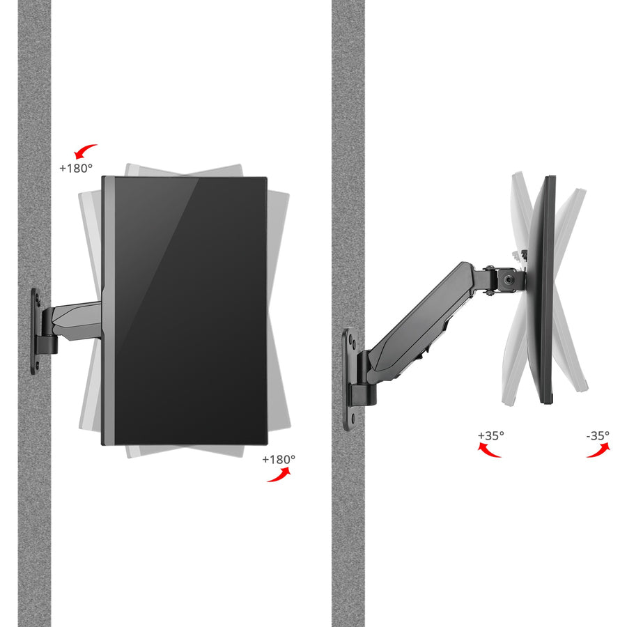 Siig Aluminum Wall Mount Gas Spring Monitor Arm - 17" to 32"