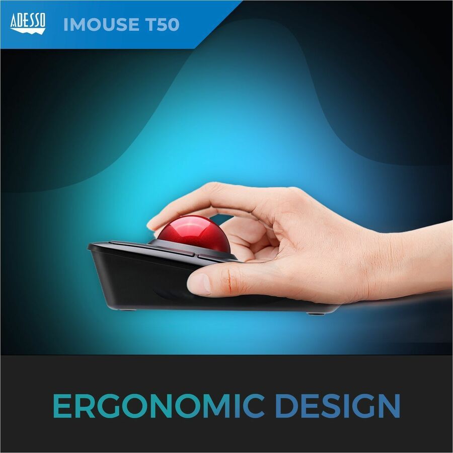 Adesso iMouse T50 - Wireless Programmable Ergonomic Trackball Mouse