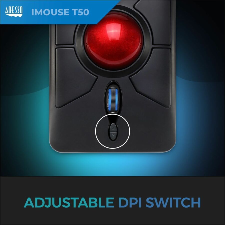 Adesso iMouse T50 - Wireless Programmable Ergonomic Trackball Mouse