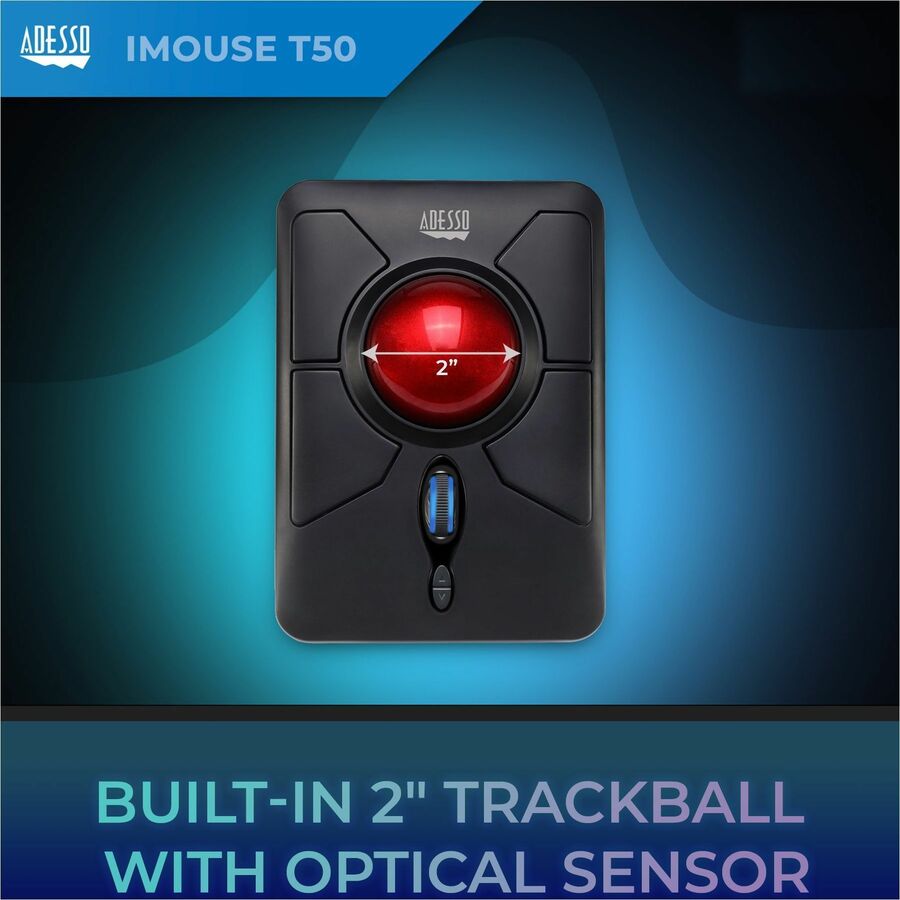 Adesso iMouse T50 - Wireless Programmable Ergonomic Trackball Mouse
