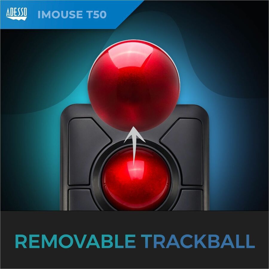 Adesso iMouse T50 - Wireless Programmable Ergonomic Trackball Mouse