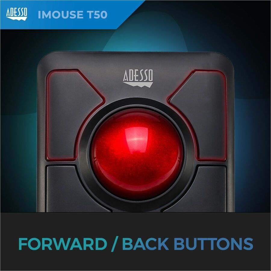 Adesso iMouse T50 - Wireless Programmable Ergonomic Trackball Mouse