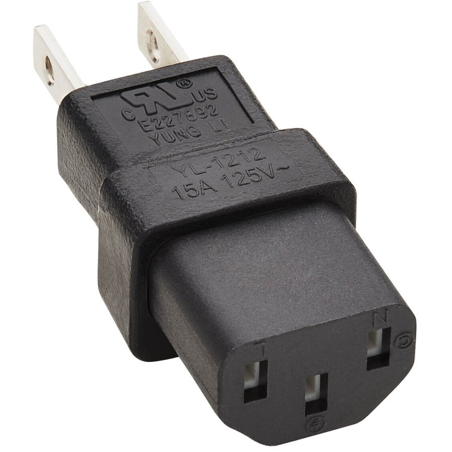 Eaton Tripp Lite Series Computer Power Cord Adapter, NEMA 5-15P to C13 - 15A, 125V, Black