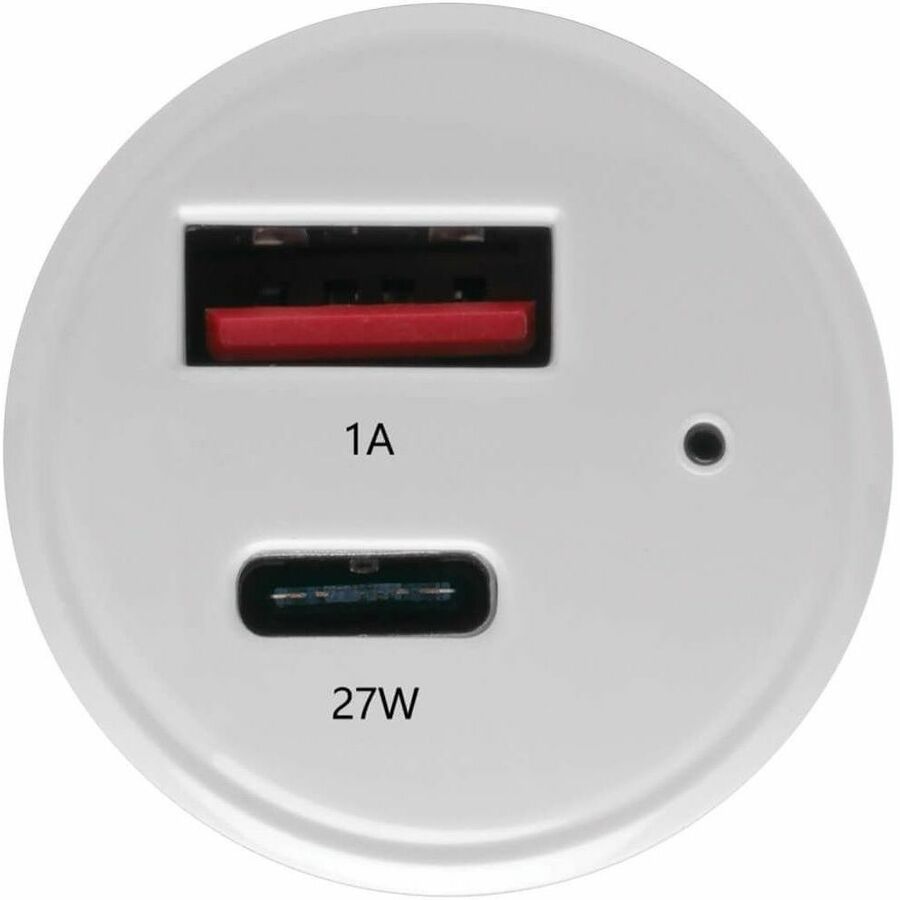 Eaton Tripp Lite Series Dual-Port USB Car Charger with PD Charging - USB Type C (27W) & USB Type A (5V 1A/5W), UL 2089