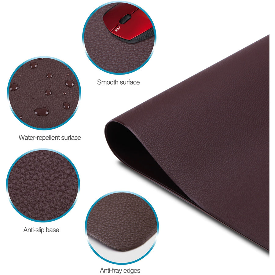SIIG Large Artificial Leather Smooth Desk Mat Protector - Dark Brown