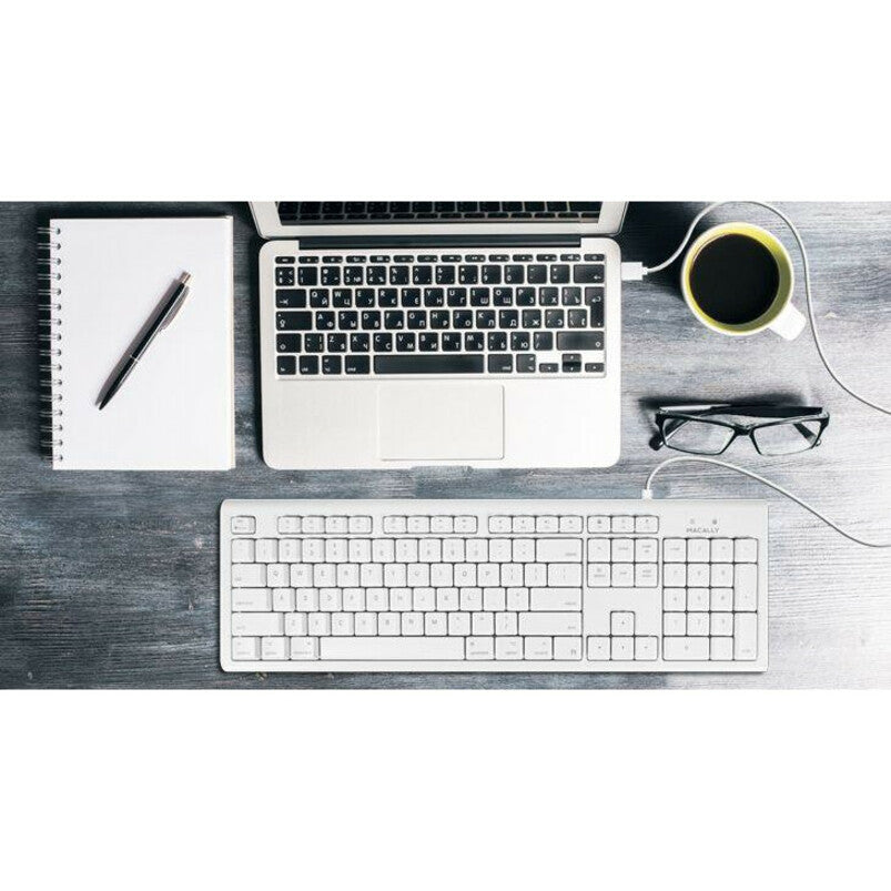 Mace Macally White 104 Key Full Size USB Keyboard for Mac