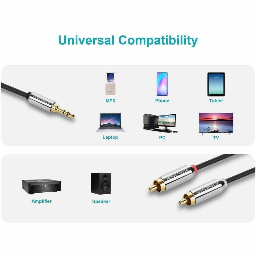 Monoprice Mini-phone/RCA Audio Cable, Black, 6 ft