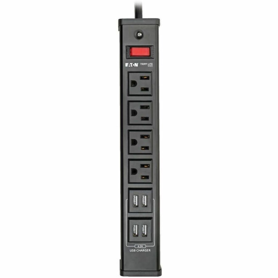 Eaton Tripp Lite Series 4-Outlet Surge Protector with 4 USB Ports (4.2A Shared) - 6 ft. (1.83 m) Cord, 450 Joules, Metal Housing
