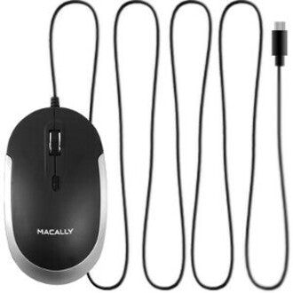 Mace Macally USB-C Optical Quiet Click Mouse for Mac/PC Black & Space Gray