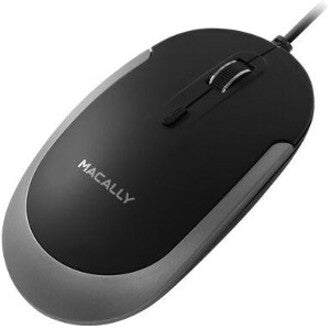 Mace Macally USB-C Optical Quiet Click Mouse for Mac/PC Black & Space Gray