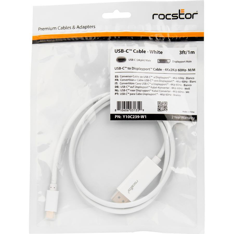 Rocstor Premium 3ft / 1m USB Type C to DisplayPort Cable